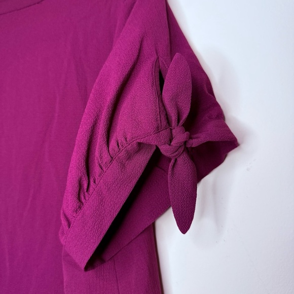 MODCLOTH Puff Sleeve Purple Vneck Short Sleeve Blouse Top - Picture 7 of 8